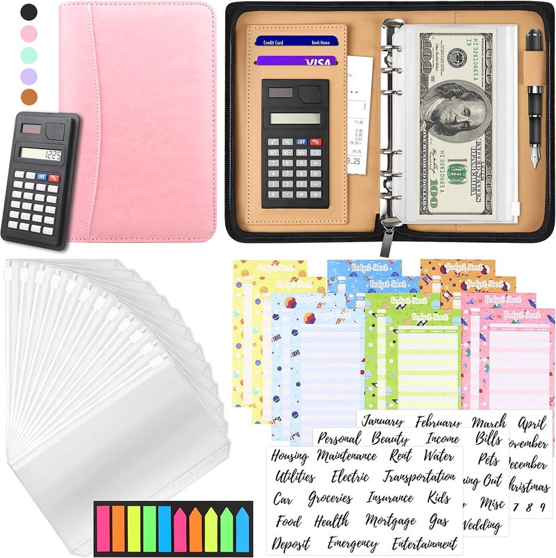 Nefeeko Budget Binder with Zipper Envelopes, Cash Envelopes for Budgeting, A6 PU Leather Budget Planner 2026 with Cash Envelopes Calculator, Bill Money Organizer for Cash Saving Budget System Wallet - Image 1